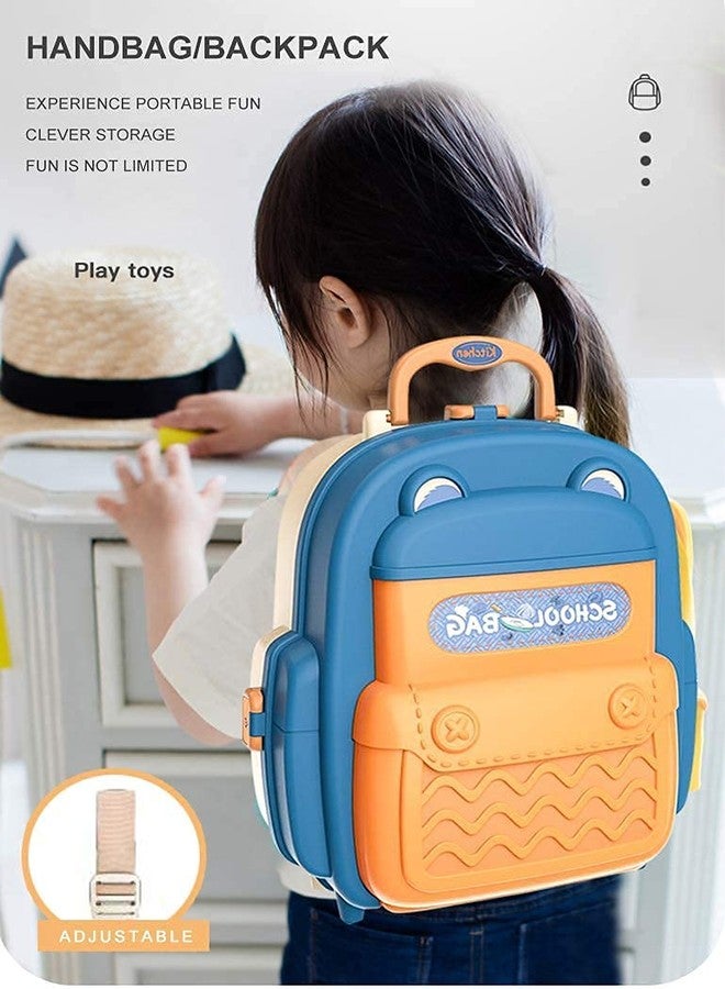 Oupstrive 34 Piece School Bag Packing Pretend Play Cooking Game Modern Children Kitchen Set Toy for Kids Girls Role Play Toys Kitchen Set Play Set Gift for Girls School Bag (Multicolor, Set of 1) - Image 4